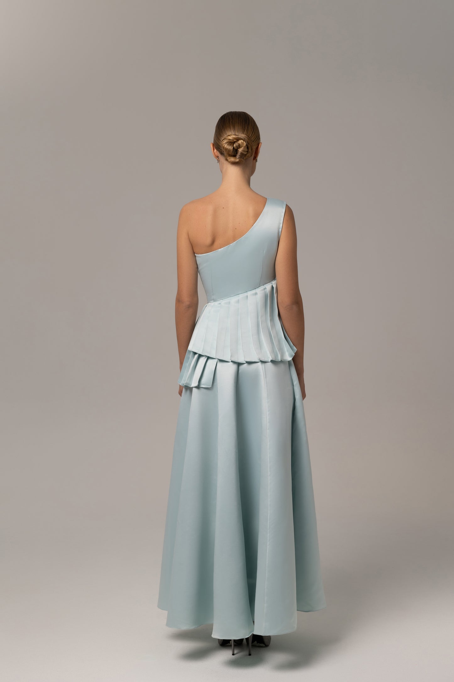 Asymmetrical One Shoulder Blue modern Dress