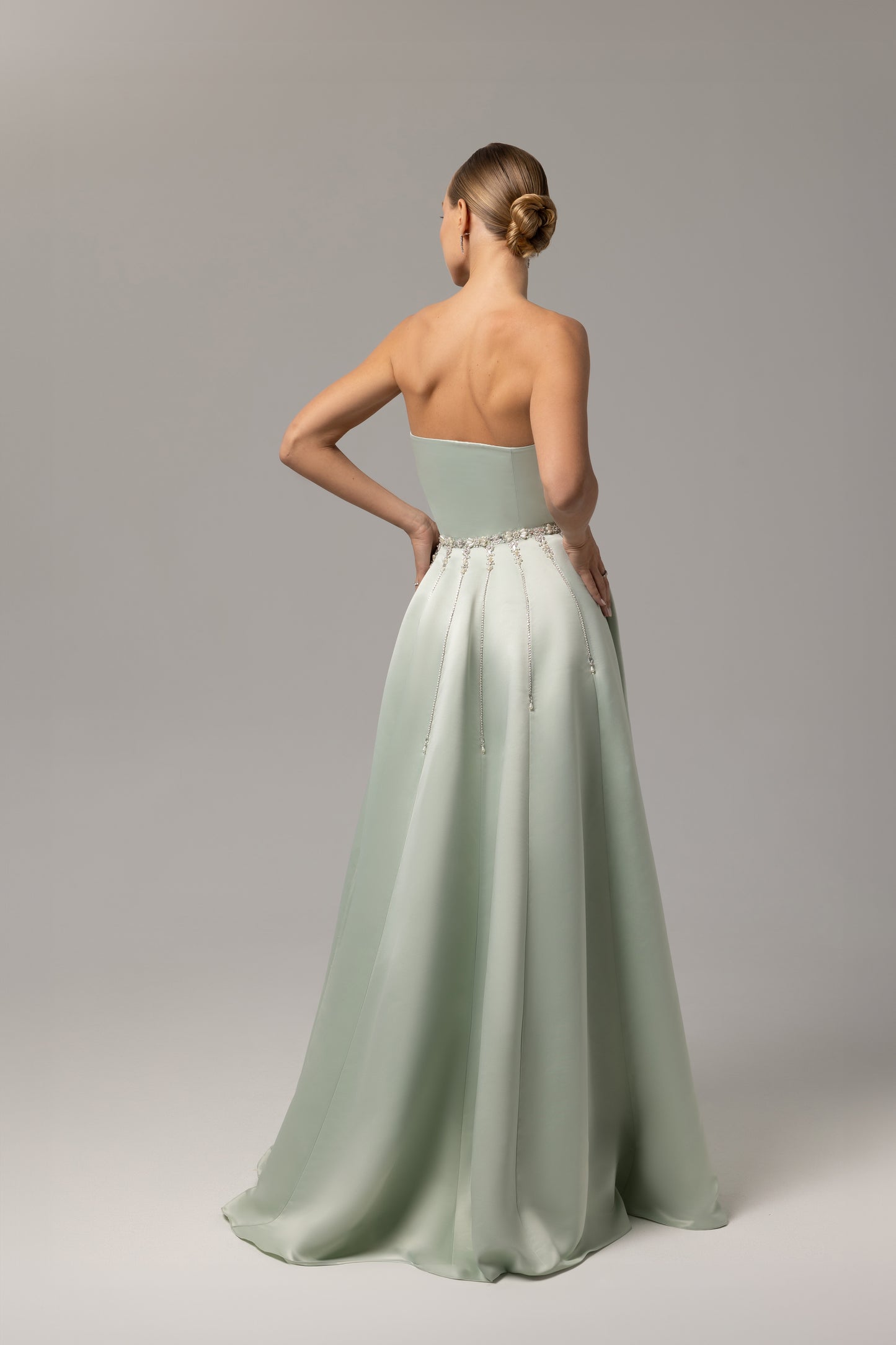 Strapless Mint Green Satin Dress