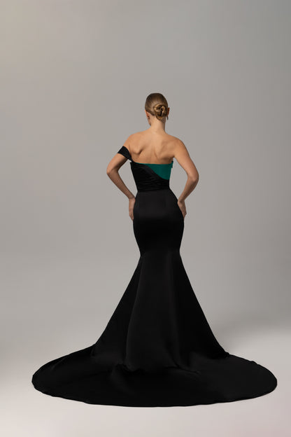 Women's Off Shoulder Mermaid Bridesmaid Dress with Slit Train