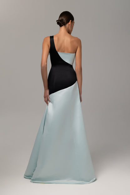 fitted bodice panel gown for prom wedding