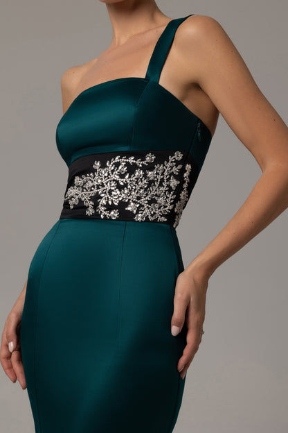 Embellished-waist mermaid gown