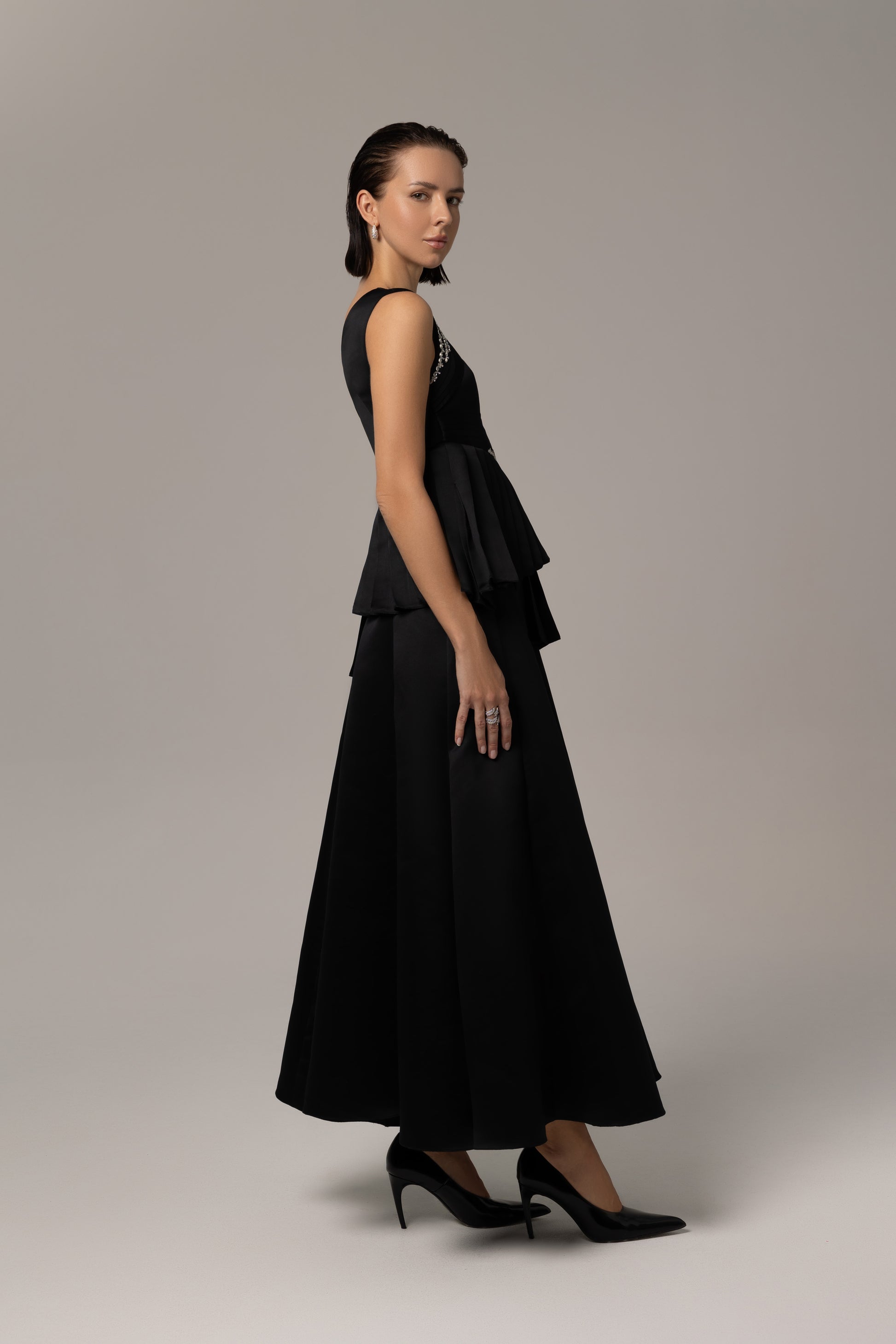 Modern Style Embellished Asymmetrical Dress