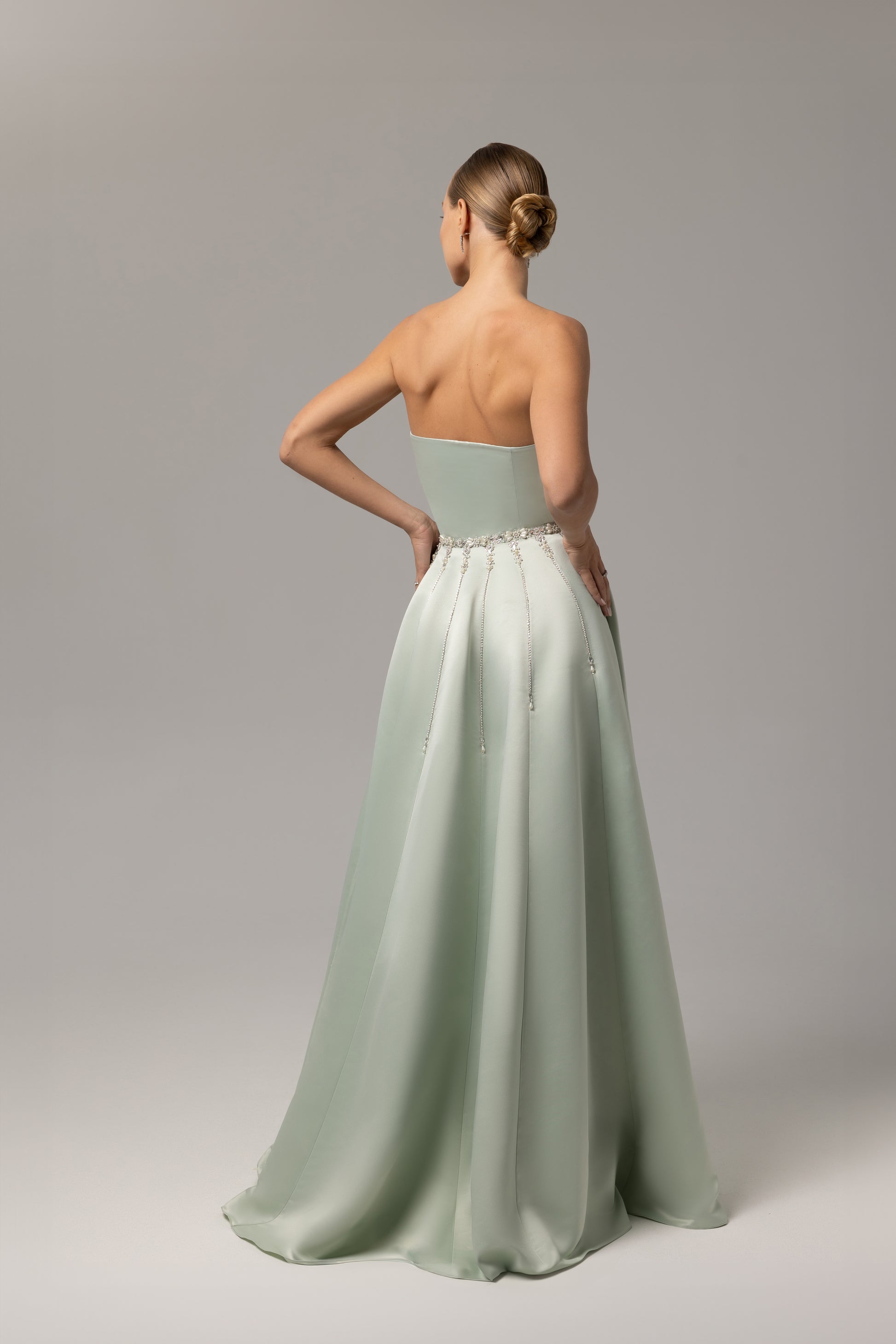 Strapless Mint Green Satin Dress